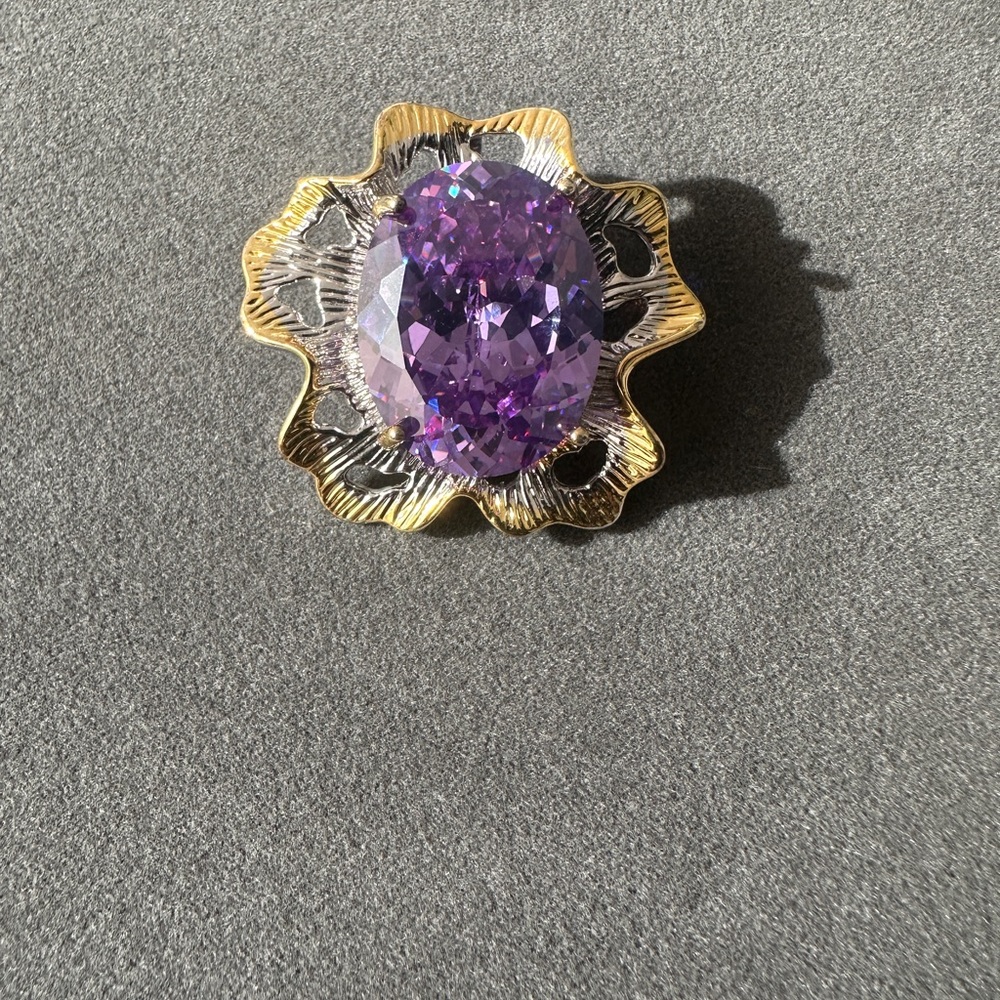 Vintage-Inspired Amethyst Purple Gemstone Brooch & Pendant